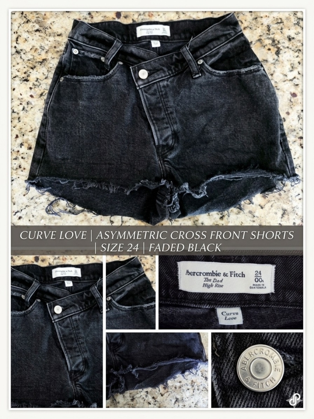 Abercrombie & Fitch Curve Love Asymmetric Cross Front Dad High Rise Shorts 24